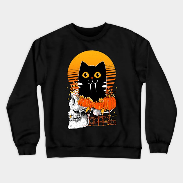 Halloween Cat Crewneck Sweatshirt by GODZILLARGE